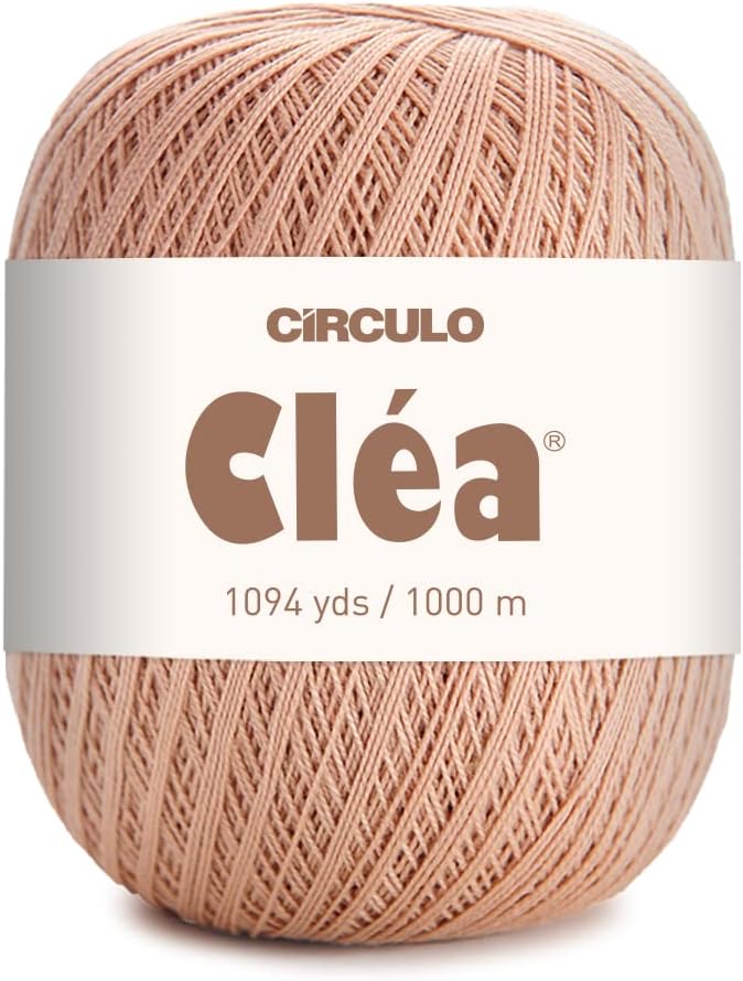 CRCULO Circulo Clea Yarn – Crochet Thread Fine Size 10-8/2 Perfect for Weaving - 100% Mercerized Brazilian Cotton (Pack of 1 Ball) – 5.3 oz, 1094 yds - Color: 7650 - Almond - Image 1